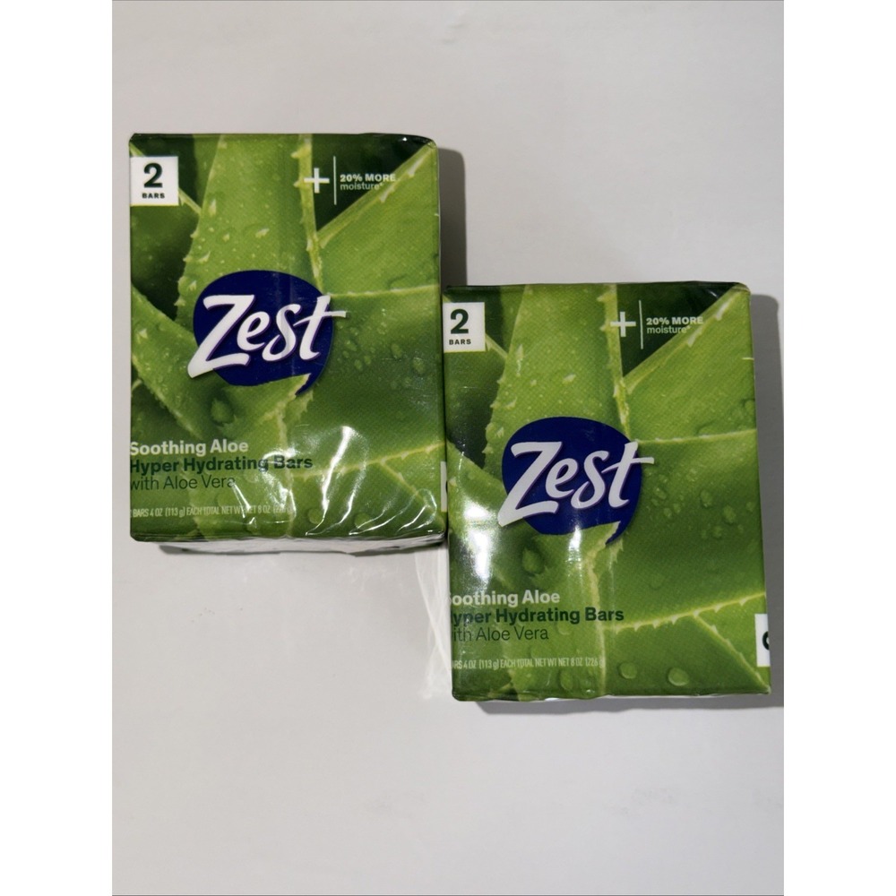 Zest Soothing Aloe Hyper Hydrating Bars Soap 4oz 4 Bars Total 2 Packs of 2‎